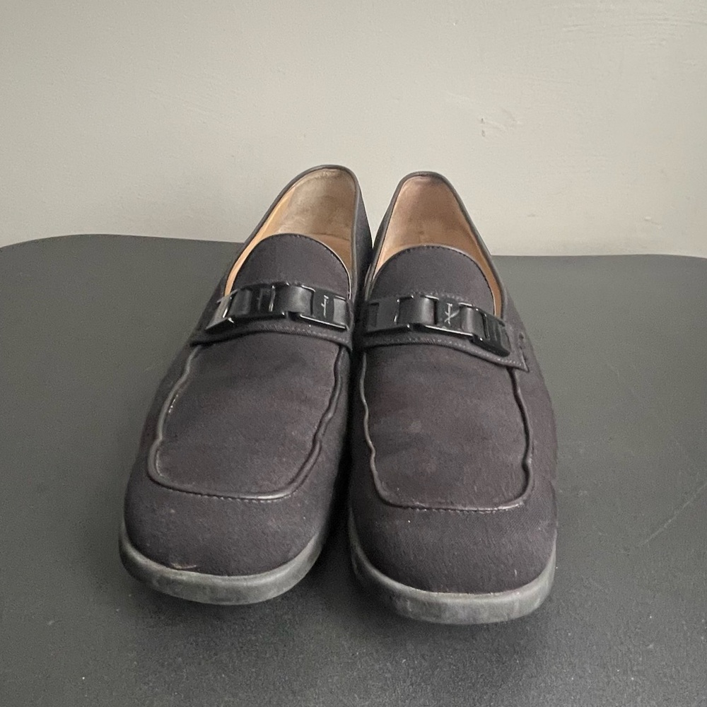 Salvatore Ferragamo Sport Black Fabric Logo Bit Loafers Shoes Made in Italy 9.5 - Picture 3 of 12